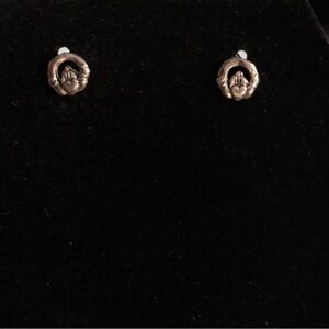 Silver Claddagh Stud Earrings